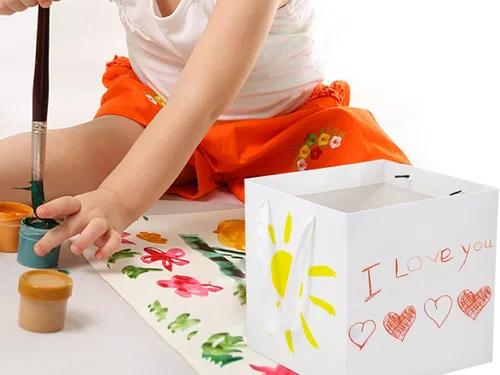 Miniatura 5 de HUAPRINT Bolsas de papel blanco con asas, bolsas de regalo a granel, paquete de 24 unidades, tamaño cuadrado de 6 x 6 x 6 pulgadas, bolsas de blanco