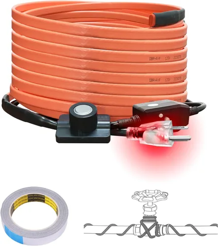 Miniatura 15 de Cupohus Cinta térmica para tuberías de agua con termostato de 6 pies, protección contra congelación, cable de rastro de calor autorregulable