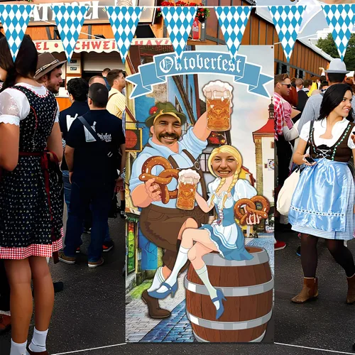 Miniatura 7 de Iceyyyy Juego de accesorios para fotos de Oktoberfest – 6 x 3.3 pies para el Oktoberfest para puerta de fotos y telón de fondo y 22 pies de bandera