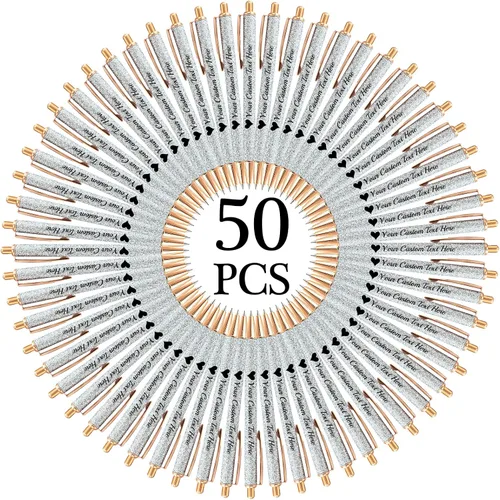 Miniatura 20 de Hasta 100 bolígrafos personalizados a granel con nombre, bolígrafo con purpurina personalizable, logotipo de negocios, mensaje de texto, regalo
