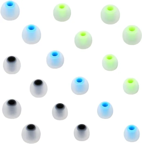 Miniatura 40 de Puntas de repuesto para auriculares, puntas de silicona para los oídos, aptos para agujeros interiores de 0.150 in a 0.201 in, 9 pares S/M/L blanco