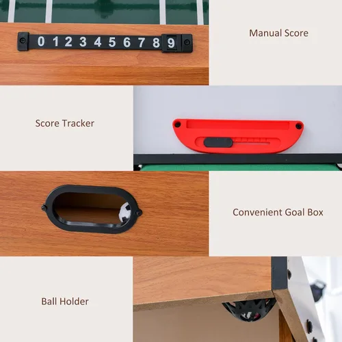 Miniatura 5 de Giantex Mesa de juego combinada 4 en 1, con fútbol, hockey, billar, tenis de mesa, perfecta para sala de juegos, noche familiar, futbolín de madera