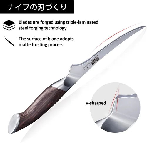 Miniatura 4 de HOSHANHO - Cuchillo de filetear de 7 pulgadas, cuchillo para deshuesar súper afilado en acero inoxidable de alto carbono, cuchillos de pescado