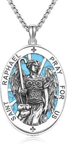 Miniatura 179 de Collar de plata de ley 925 con medalla de San Patrón, colgante de protección católica, amuleto, joyería religiosa para hombres y mujeres