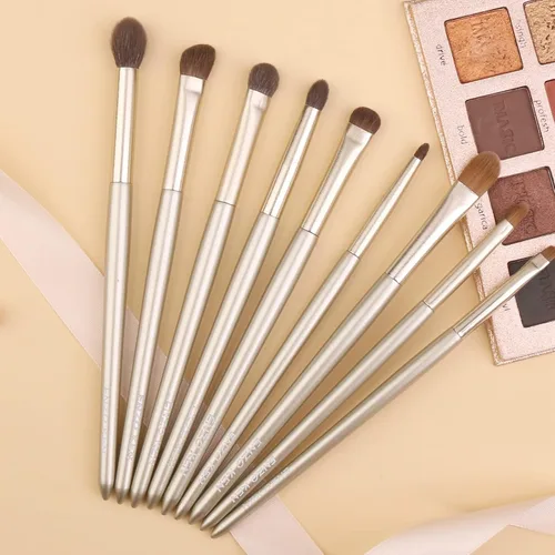 Miniatura 8 de ENZO KEN Juego de brochas de sombra de ojos de pelo natural de cabra profesional, juego de brochas de mezcla de sombra de ojos con estuche, pinceles