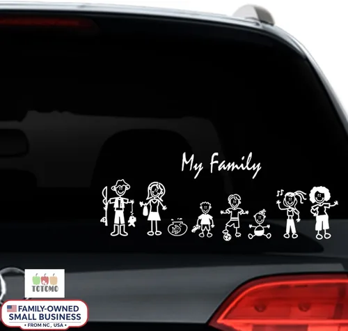 Miniatura 8 de TOTOMO Calcomanía Familiar para Ventana de Coche y Parachoques, Mascota, Perro, Gato, Pez, Conejo, Pájaro, Figura de Palo Mi Familia – Elige hasta