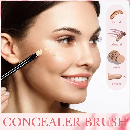 Miniatura 3 de Patelai 48 brochas de maquillaje planas, pinceles para corrector de labios planos, pequeños cepillos portátiles para cejas, corrector de cejas Negro