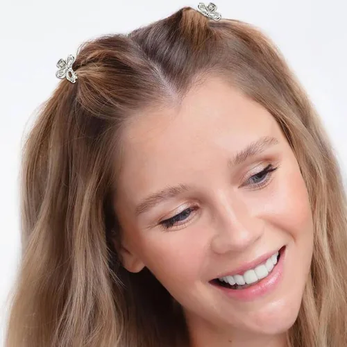 Miniatura 2 de YISSION Pinzas para el cabello – 12 bonitos pasadores de flores pequeñas y mini pinzas de metal plateado para mujeres, niñas, cabello fino/grueso