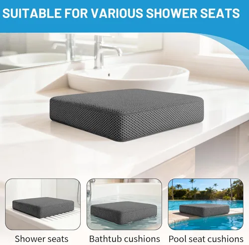 Miniatura 6 de Cojín de asiento de ducha, almohadilla suave para silla de baño de ancianos, fácil de limpiar y de secado rápido, con material de fibra de aire 4D