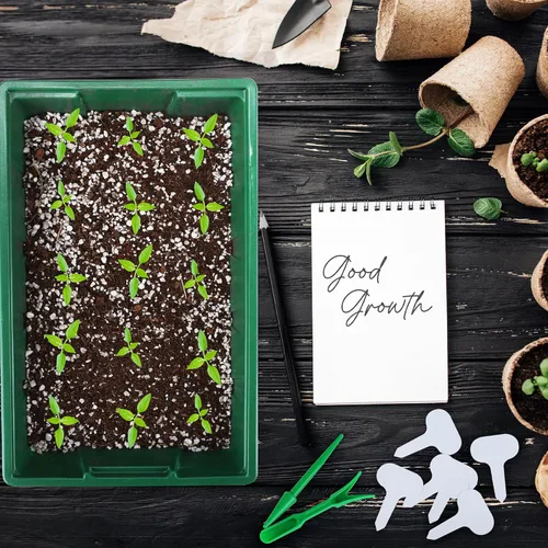 Miniatura 6 de Hahood Paquete de 6 bandejas de inicio de semillas con cúpula de humedad, bandejas de cultivo de germinación de plástico con etiquetas de plantas