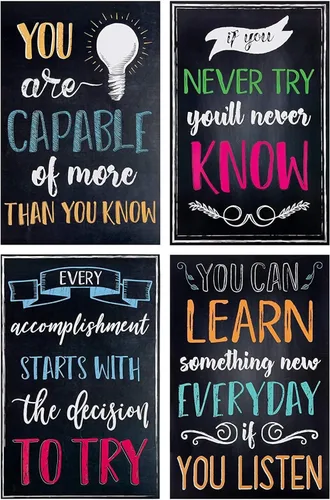 Miniatura 9 de Juvale Paquete de 20 carteles motivacionales de 13 x 19 pulgadas para el aula, decoración de pared estilo pizarra, decoración de aula, decoración