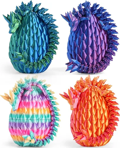 Miniatura 3 de Huevos de dragón impresos en 3D de 5.5 pulgadas, rellenos de cesta de Pascua para niños y adolescentes, juguetes de dragón articulados para niños