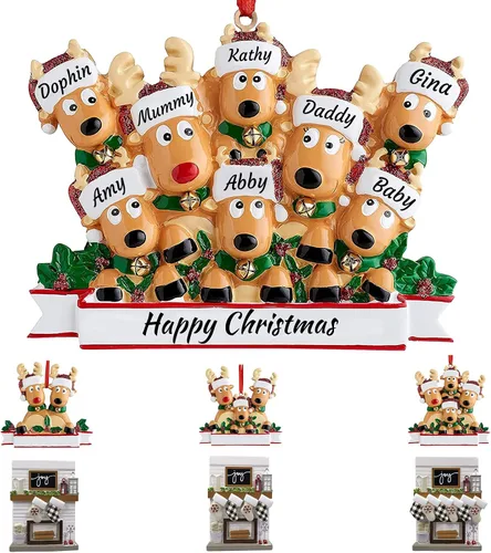 Miniatura 20 de Mantel de chimenea, adornos de Navidad personalizados para la familia, 2025, medias personalizadas, familia de 2, 3, 4, 5, 6 nombres, adorno