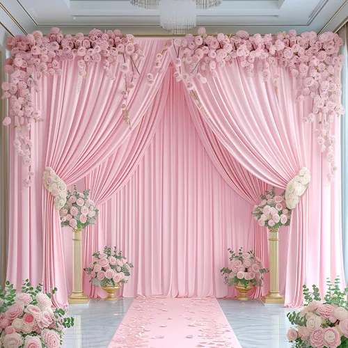 Miniatura 52 de Cortinas de fondo azul bebé de 8 x 10 pies para bodas, cortinas de fondo de poliéster sin arrugas, para baby shower, fiestas de cumpleaños