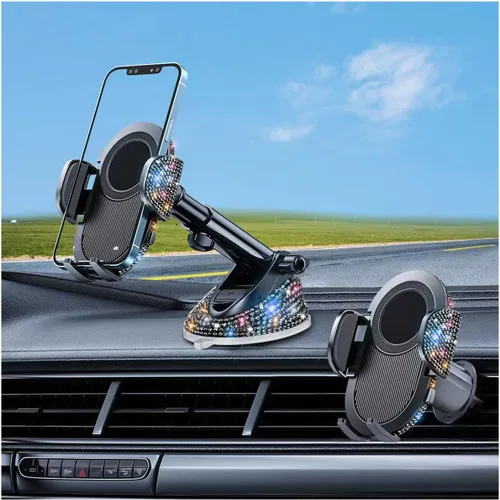 Miniatura 2 de Soporte brillante para teléfono celular para mujeres [potente succión] [estabilidad de grado de carreras de rallyes] Soporte brillante para teléfono