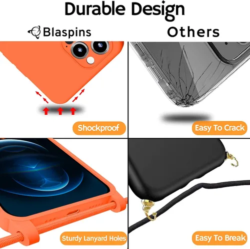 Miniatura 9 de Funda de correa cruzada con cordón para iPhone 13 Mini, cuello cruzado, soporte ajustable extraíble, protección contra caídas a prueba de golpes