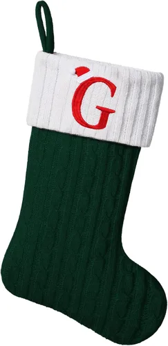 Miniatura 41 de Medias de Navidad personalizadas de 19 pulgadas con iniciales bordadas, medias de Navidad de punto negro para decoraciones de vacaciones familiares