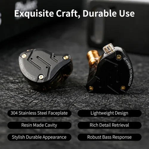 Miniatura 3 de Linsoul - KZ ZS10 Pro, 4BA+1DD, con 5 controladores, auriculares de metal de alta fidelidad con placa frontal de acero inoxidable, cable desmontable