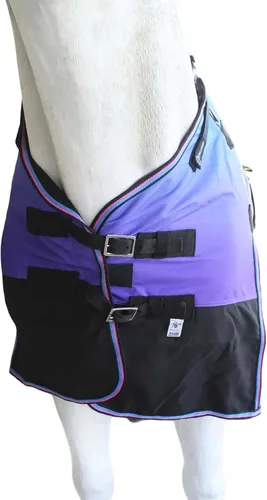 Miniatura 3 de CHALLENGER Manta de invierno impermeable de 76 pulgadas 1200D para caballo de lluvia, manta de invierno 394B Turquesa/Morado/Ombre