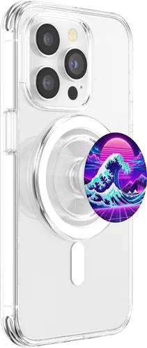 Miniatura 3 de Futuristic Cyberpunk Vaporwave Synthwave Great Wave Hokusai PopSockets MagSafe PopGrip for iPhone