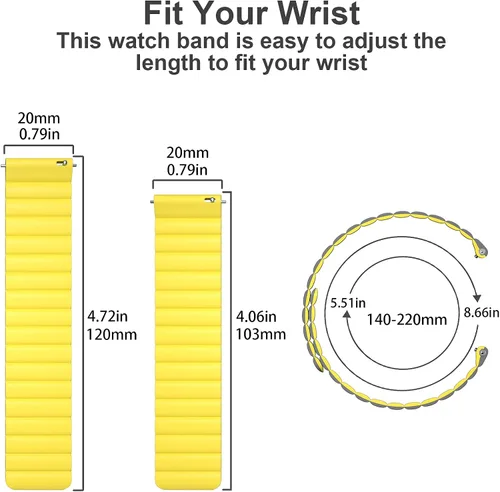 Miniatura 6 de Correa de reloj, correas magnéticas para reloj inteligente, correa de silicona de liberación rápida de 0.787 in 0.866 in correas de reloj Gris +