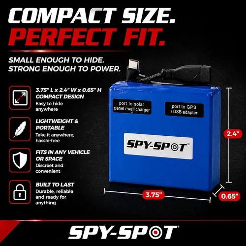 Miniatura 4 de Spy Spot Batería delgada extendida para rastreadores GPS, batería recargable de 24000 mAh con cargador de pared, hasta 4-8 meses de tiempo