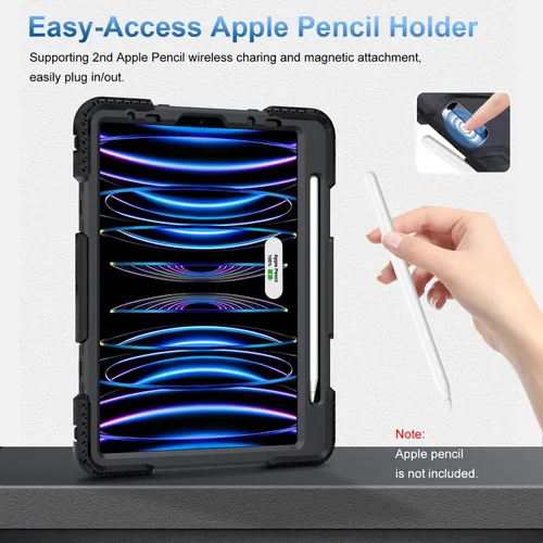 Miniatura 6 de SUPFIVES Funda para iPad Pro de 11 pulgadas (4ª generación), de silicona a prueba de golpes, de grado militar, para iPad Pro 11 de 4ª/3ª/2ª Negro