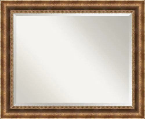 Miniatura 8 de Amanti Art Espejo de baño de bronce para sobre el fregadero, espejo rectangular de bronce Manhattan de 26 x 22 pulgadas, pequeño marco de madera