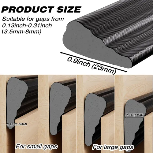 Miniatura 2 de 2 piezas de burletes para puertas en forma de cuña de 196", aislamiento para ventanas y puertas para invierno, cinta aislante autoadhesiva