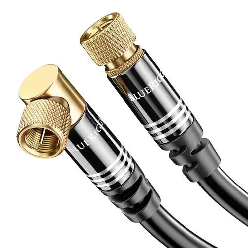 Miniatura 10 de Cable coaxial BlueRigger RG6 (1.5 pies, conector de 90° a conector de 90° con pin, chapado en oro, triple blindaje) – Cable coaxial de audio y video