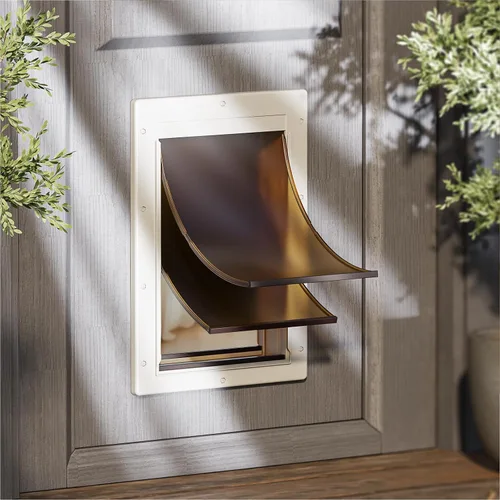 Puerta para Perros Sin Óxido con Marco de Plástico Duradero, Puerta para Perros Mediana para Puertas Interiores y Exteriores, Puerta para Perros con