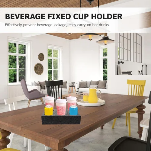 Miniatura 7 de Angoily Paquete de 2 portadores de bebidas para 6 tazas para entrega, bandeja de café reutilizable para bebidas calientes o frías, portavasos