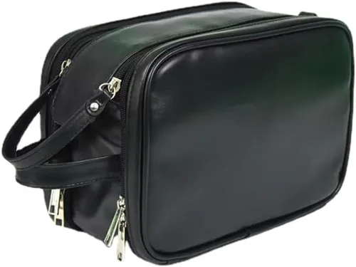 Miniatura 6 de ZITEZHGO Bolsa de viaje de maquillaje, bolsas de cosméticos impermeables para mujeres, bolsa de aseo de piel sintética de gran capacidad