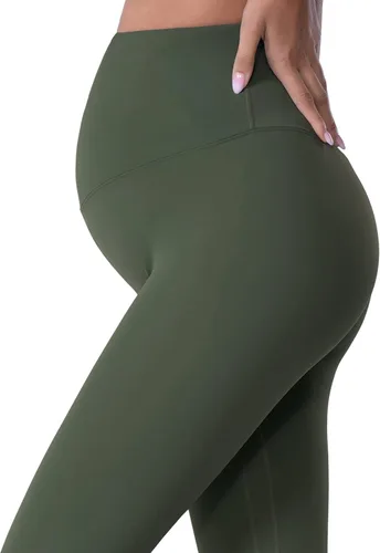 Miniatura 4 de POSHDIVAH - Mallas de maternidad, para usar sobre el vientre, pantalones de yoga para el embarazo, para entrenamiento activo