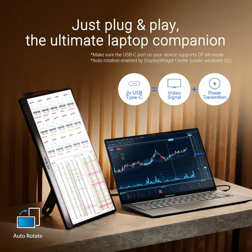 Miniatura 3 de ASUS ZenScreen Monitor USB portátil de 16 pulgadas (MB169CK-P) - Full HD, IPS, Dual USB-C, cuidado de los ojos, sin parpadeo, filtro de luz azul