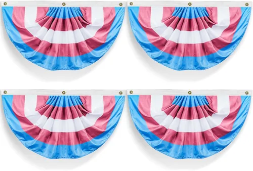 4 unidades de bandera plisada de abanico de orgullo transgénero de 1.5 x 3 pies, decoración gay, suministros de fiesta, decoración de pared LGBTQ,