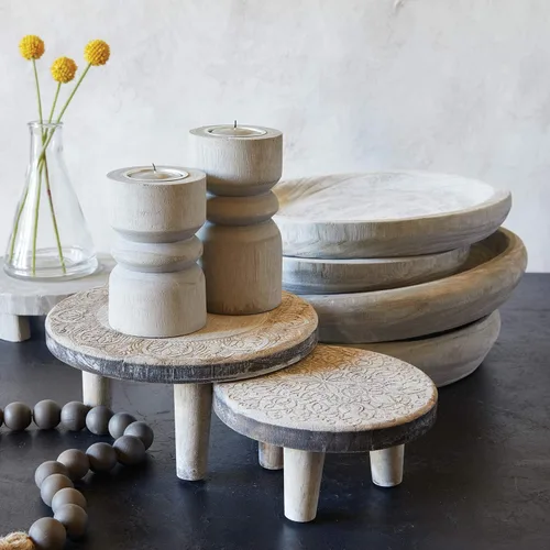 Miniatura 3 de Santa Barbara Design Studio Cuencos de madera TableSugar Cuenco de madera de paulownia tallada a mano, grande, gris