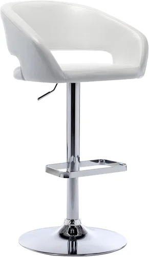 Miniatura 10 de Vogue Furniture Direct Taburete de bar ajustable con respaldo y brazos huecos, moderno taburete giratorio de piel sintética, silla de barra de Negro