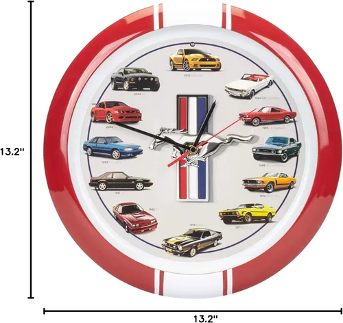 Miniatura 7 de Mark Feldstein & Associates History of Mustang Sound - Reloj de pared, 13 pulgadas, color rojo