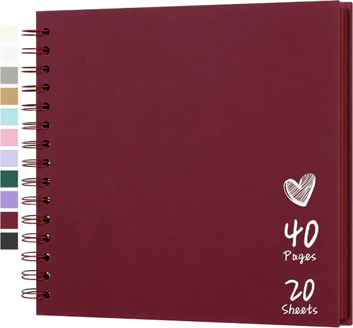 Miniatura 24 de Álbum de recortes de 7 x 7 pulgadas, álbum de recortes DIY de tapa dura de papel kraft, álbumes de fotos, 40 páginas, perfecto para fotos de 4 x 6