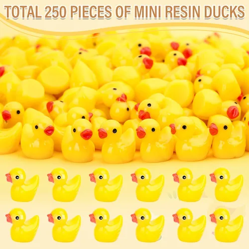 Miniatura 2 de selizo 250 mini patos de resina, pequeños patos de plástico para ocultar, pequeños dijes de pato de resina para bebés a granel para casa de muñecas
