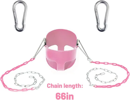 Miniatura 3 de Asiento de columpio para niños pequeños con respaldo alto 59 con cadenas revestidas de plástico resistente, totalmente montado para accesorios
