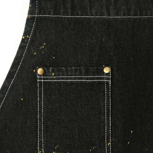 Miniatura 5 de Jeanerlor - Delantal de mezclilla de algodón con bolsillos, delantales de cocina para peluquería para mujeres y hombres, 2 tamaños