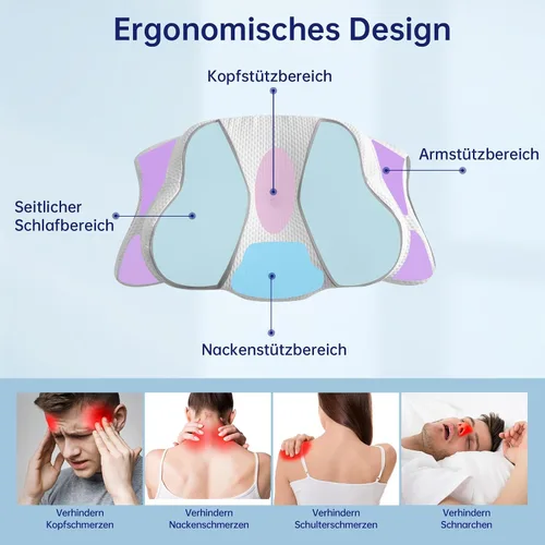 Miniatura 2 de Almohada cervical para el cuello, almohada ergonómica de espuma viscoelástica, diseño ortopédico para personas que duermen de lado, espalda y boca