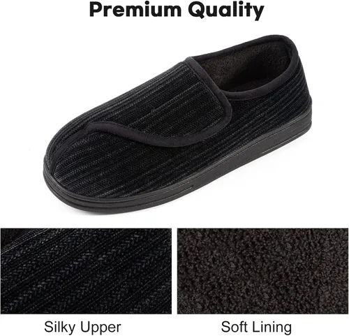 Miniatura 4 de LongBay Men's Memory Foam Diabetic Slippers Comfy Warm Plush Fleece Arthritis Edema Swollen House Shoes