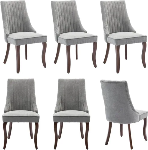 Miniatura 18 de Juego de 2 sillas de comedor, cómodas sillas decorativas tapizadas en tela para cocina y sala de estar, sillas de comedor con acolchado acanalado