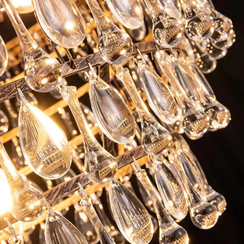 Miniatura 4 de Wellmet - Candelabro de cristal de estilo granja, 5 niveles, lámparas de luz de cristal colgantes, modernas, de bronce, para techo, lámparas