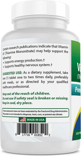 Miniatura 6 de Best Naturals Vitamina B1 como mononitrato de tiamina 500 mg y vitamina B2 (riboflavina) 400mg