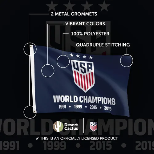 Miniatura 4 de Desert Cactus Bandera de fútbol de Estados Unidos USWNT Equipo Nacional Femenino de Estados Unidos, 100% poliéster, para interiores y exteriores, 3