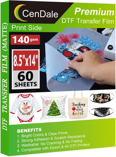 Miniatura 12 de CenDale Película de transferencia DTF de 8.5 x 14 pulgadas, 30 hojas de película DTF gruesa de doble cara de alta calidad para trucos